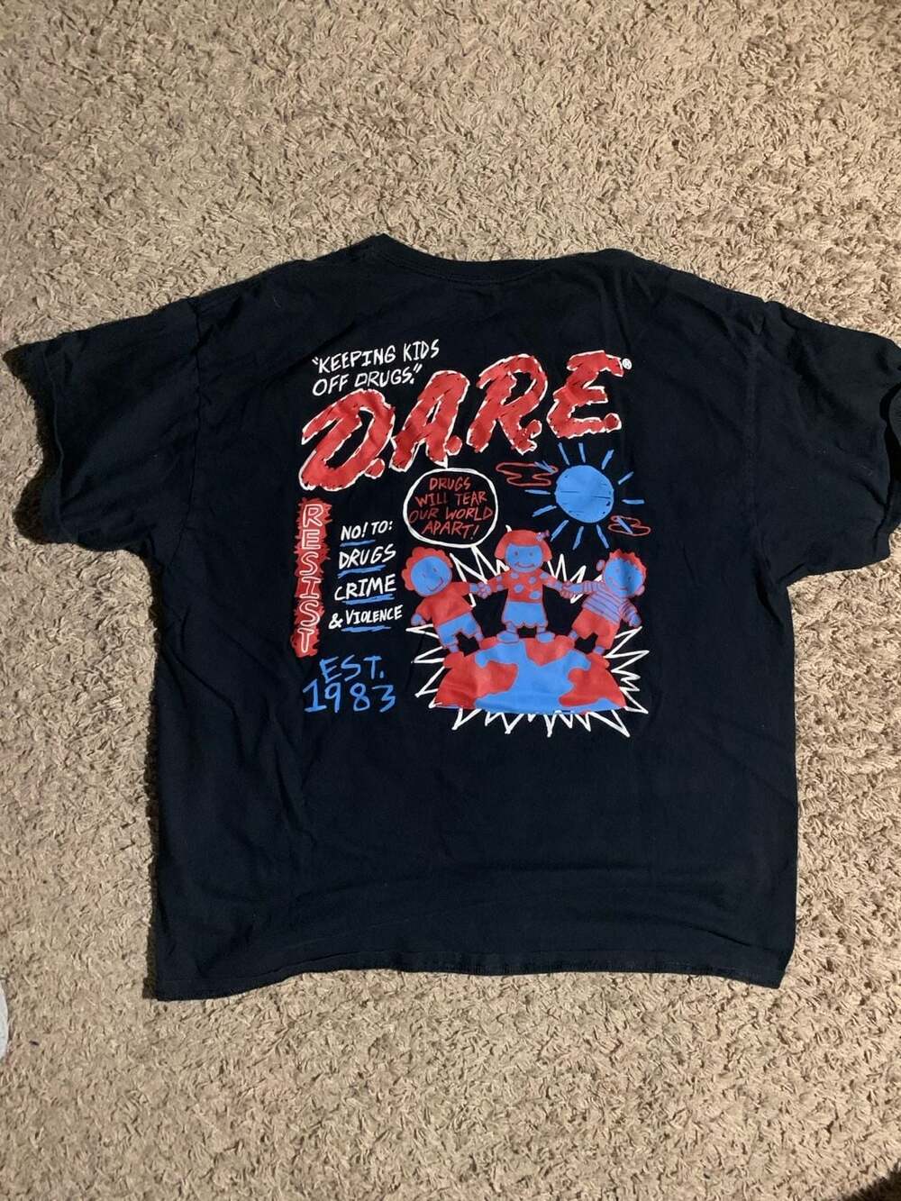 D.A.R.E. Crayon Kids World Graphic Black T-Shirt